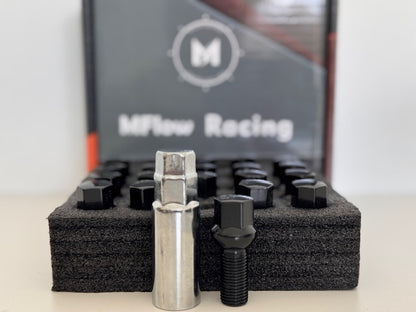 MFLOW Lug Bolt 14X1.5 T28MM L54MM HEX 17MM Ball Seat 20+KEY - Black