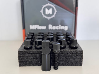 MFLOW Lug Bolt 12X1.5 T40MM L66MM HEX 17MM Ball Seat 20+KEY - Black