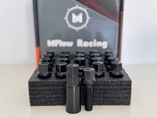 MFLOW Lug Bolt 12X1.5 T40MM L66MM HEX 17MM Ball Seat 20+KEY - Black