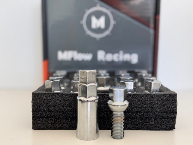 MFLOW Lug Bolt 14X1.5 T28MM L54MM HEX 17MM Ball Seat 20+KEY - Chrome