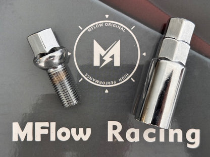 MFLOW Lug Bolt 14X1.5 T28MM L54MM HEX 17MM Ball Seat 20+KEY - Chrome