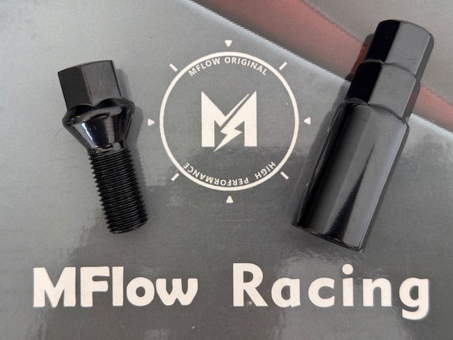 MFLOW Lug Bolt 14X1.5 T28MM L54MM HEX 17MM Conical Seat 20+KEY - Black