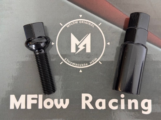 MFLOW Lug Bolt 12X1.5 T40MM L66MM HEX 17MM Ball Seat 20+KEY - Black
