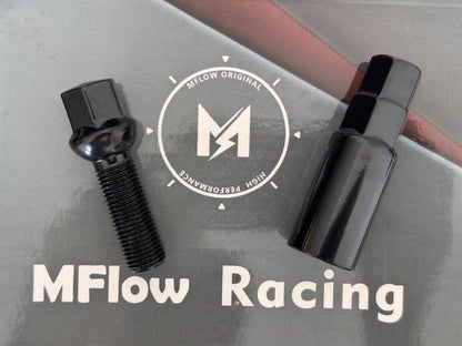 MFLOW Lug Bolt 14X1.5 T40MM L66MM HEX 17MM Ball Seat 20+KEY - Black