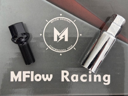 MFLOW Lug Bolt 14X1.5 T28MM L54MM HEX 17MM Ball Seat 20+KEY - Black