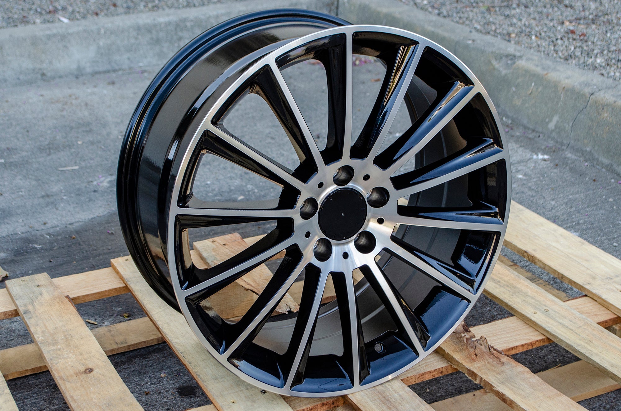 3 wheels rims - 1pc 19X8.5 +42 / 2pc 19x9.5 +38 5X112 GLOSS BLACK MACHINED FACE WHEELS FIT MERCEDES C350 E320 C300 CLA250 E350 - alphasone