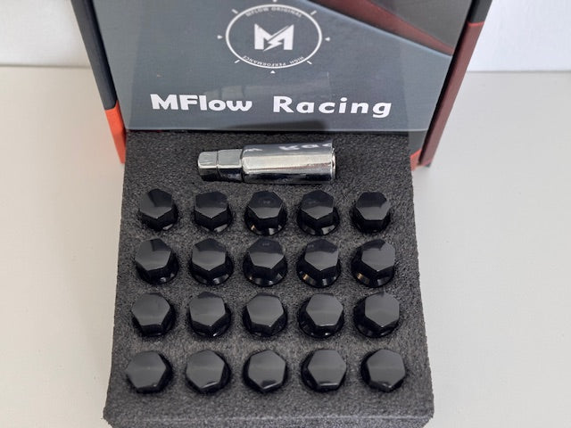 MFLOW Lug Bolt 14X1.5 T28MM L54MM HEX 17MM Ball Seat 20+KEY - Black