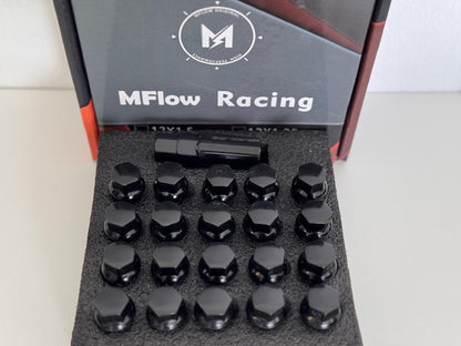 MFLOW Lug Bolt 12X1.5 T40MM L66MM HEX 17MM Conical Seat 20+KEY - Black