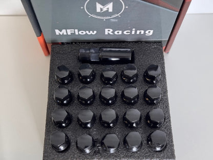 MFLOW Lug Bolt 12X1.5 T40MM L66MM HEX 17MM Ball Seat 20+KEY - Black