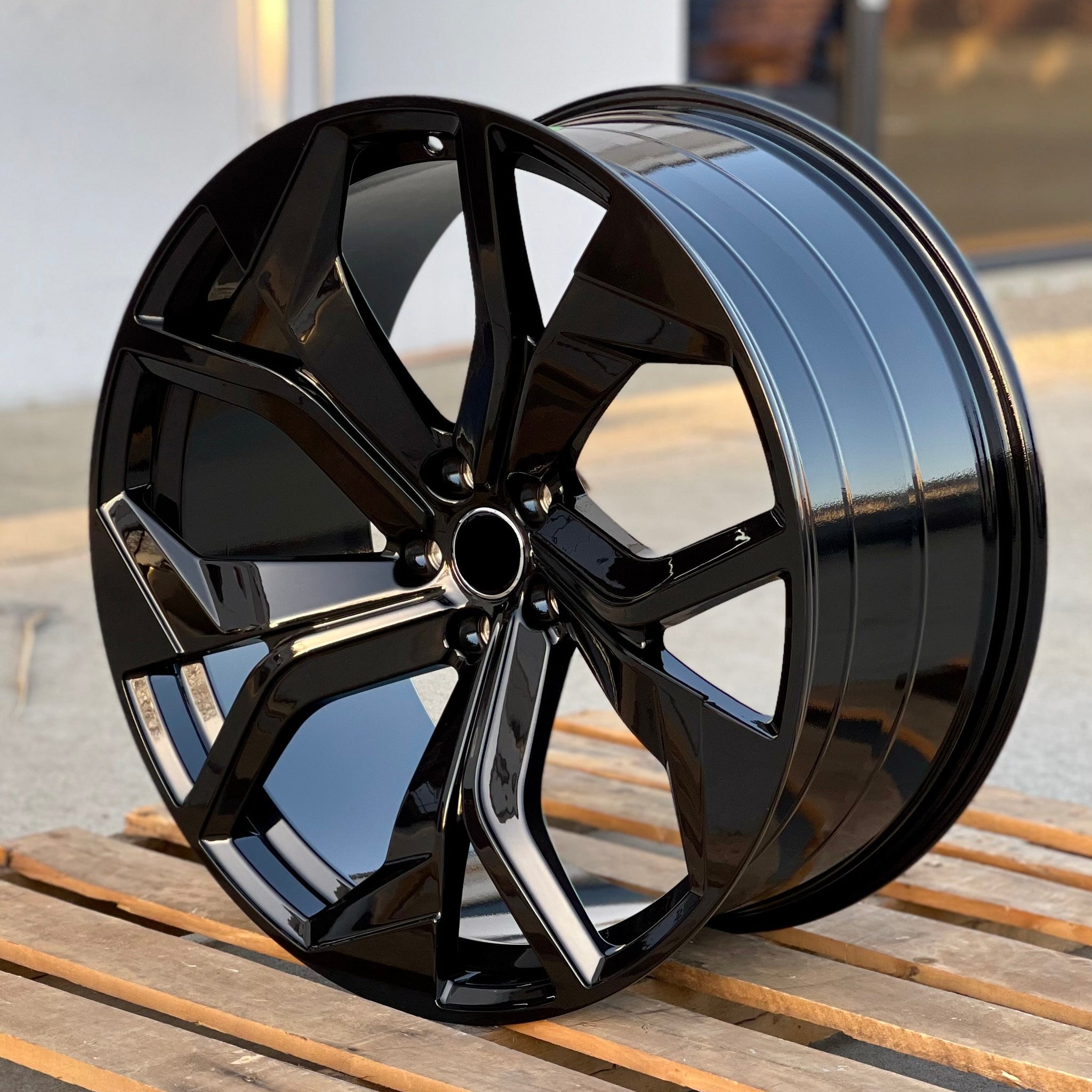 4 New 21" Gloss Black Rims 21x9.5 5x112 +26 Fits Audi Q3 Q5 Q7 Q8 SQ5 SQ7 SQ8 A7 A8 S7 S8 - alphasone