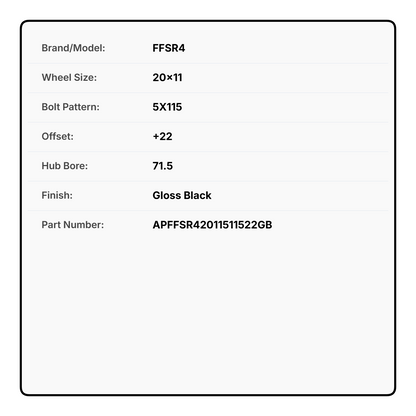 FFSR4 20x11 5x115 +22 71.5 Gloss Black