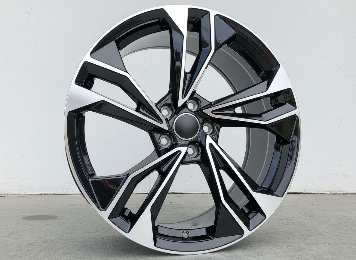 AU12 19x8.5 5x112 +32 66.6 Black Machined Face