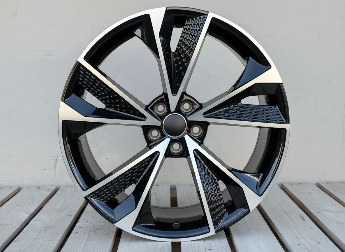 AU14 19x8.5 5x112 +32 66.6 Black Machined Face