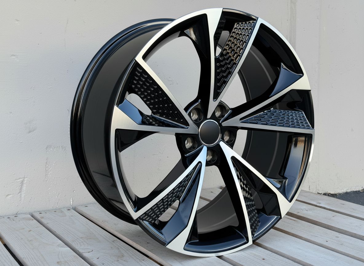 AU14 19x8.5 5x112 +32 66.6 Black Machined Face