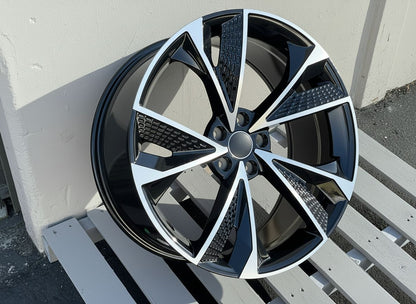 AU14 19x8.5 5x112 +32 66.6 Black Machined Face