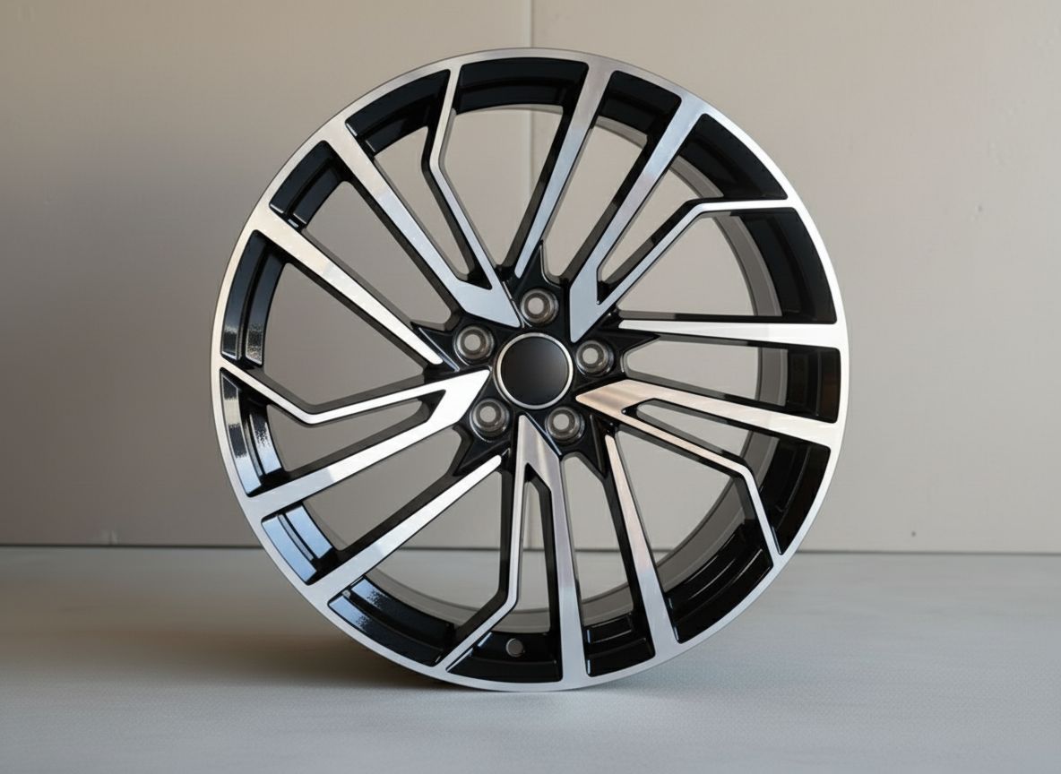 AU15 19x8.5 5x112 +32 66.6 Black Machined Face