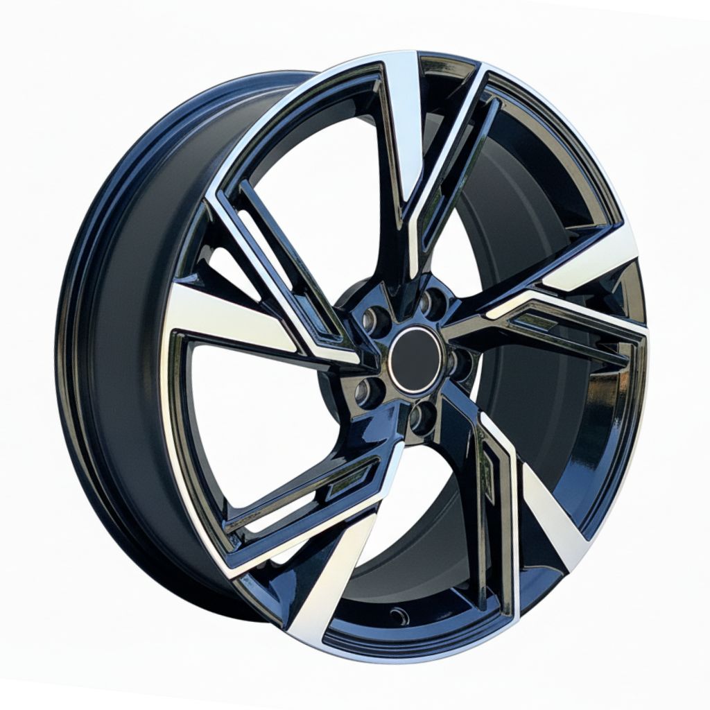 AU9 19X8.5 5X112 +32 66.6 BLACK MACHINED FACE