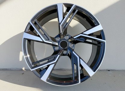 AU9 19X8.5 5X112 +32 66.6 BLACK MACHINED FACE