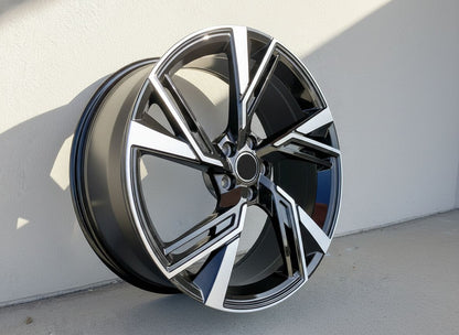 AU9 19X8.5 5X112 +32 66.6 BLACK MACHINED FACE