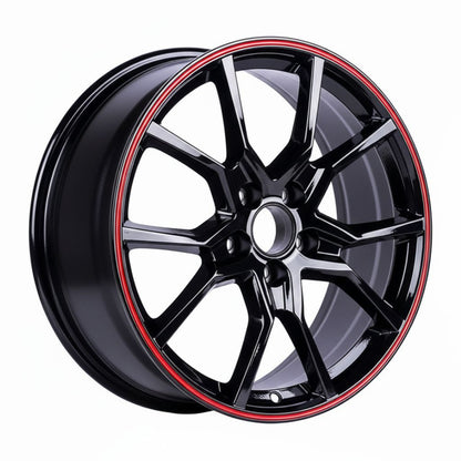 HD3 20x8 5x114.3 +35 64.1 Gloss Black Red Tip