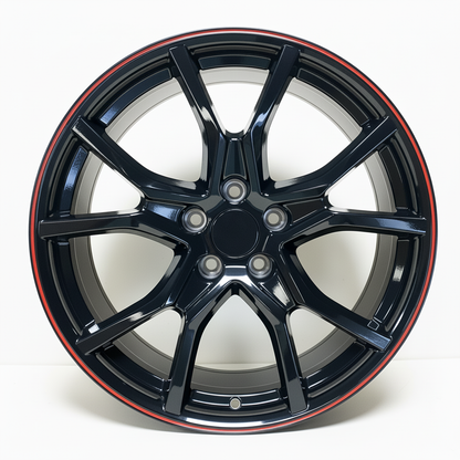 HD3 20x8 5x114.3 +35 64.1 Gloss Black Red Tip