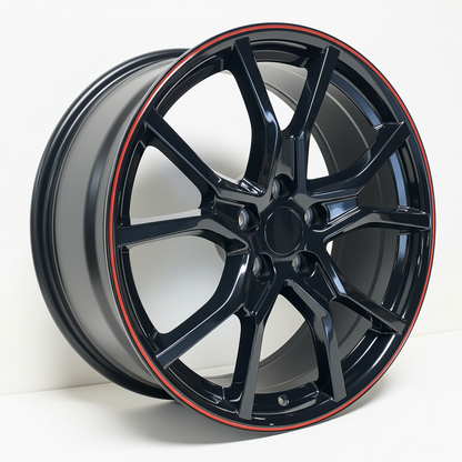 HD3 20x8 5x114.3 +35 64.1 Gloss Black Red Tip