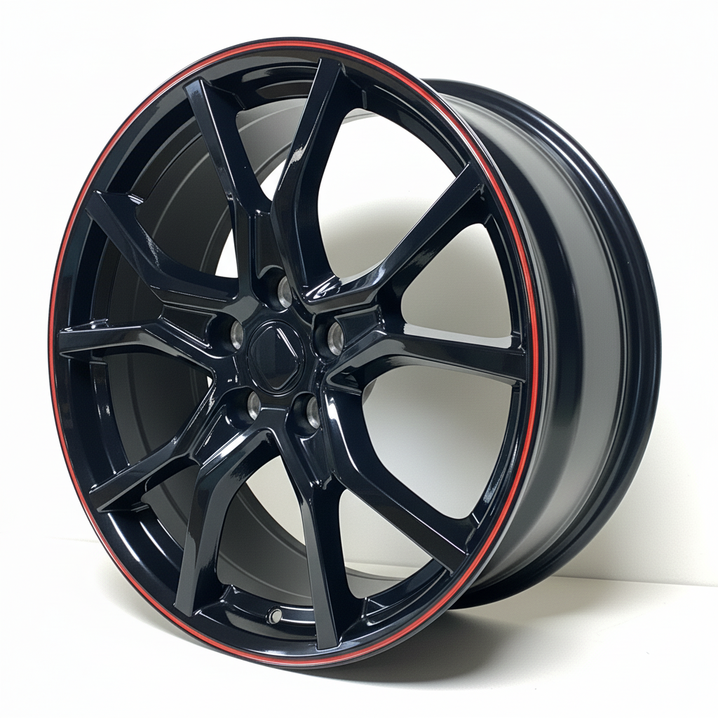 HD3 20x8 5x114.3 +35 64.1 Gloss Black Red Tip