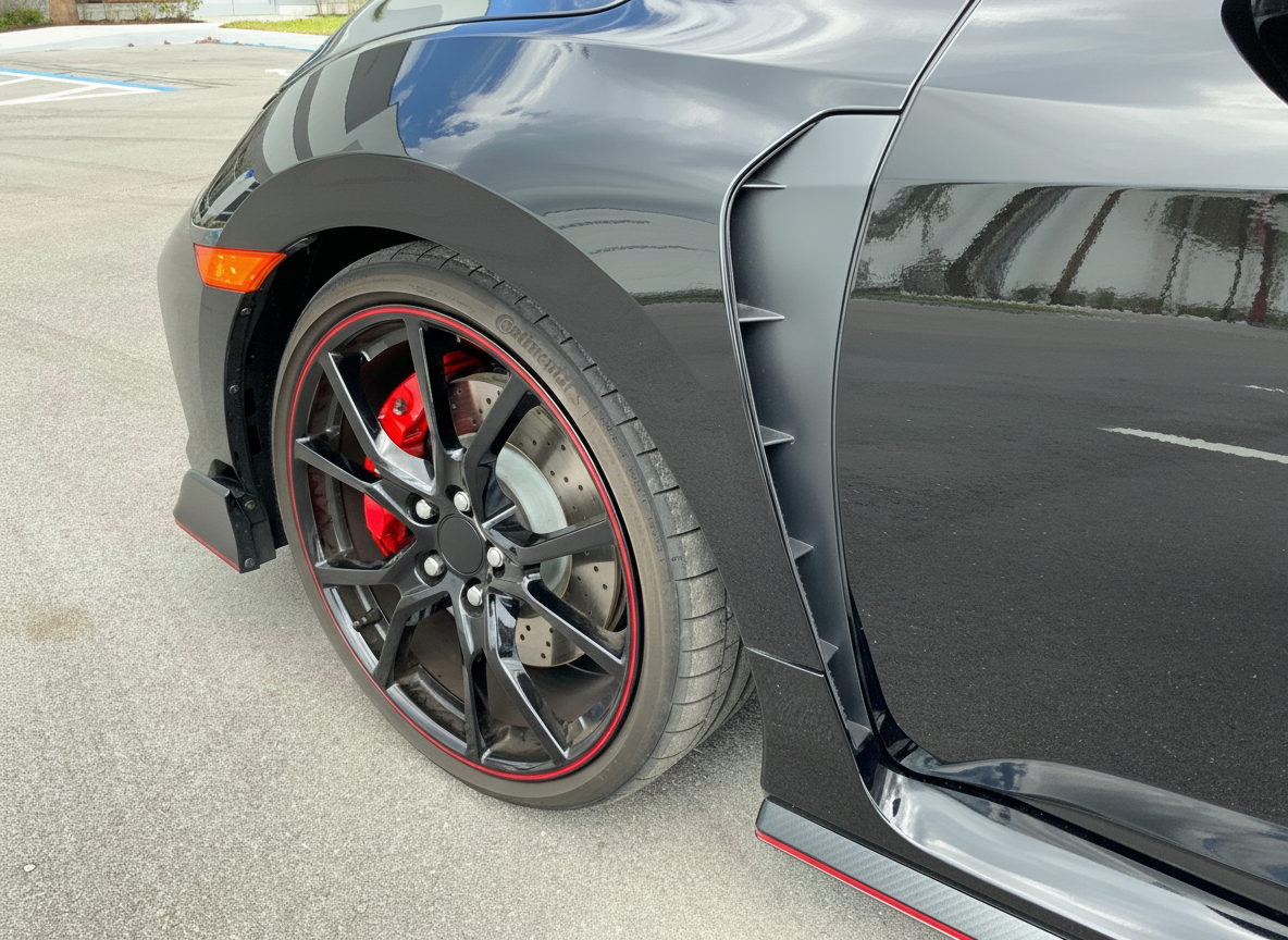 HD3 20x8 5x114.3 +35 64.1 Gloss Black Red Tip