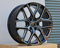 GM8 22x9 6x139.7 +24 78.1 Gloss Black and Milled Spokes (FITS GMC SILVERADO TAHOE SIERRA)
