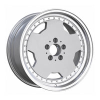 MB24 17x8 5x112 +25 66.6 Silver Machined Lip + Chrome Rivets