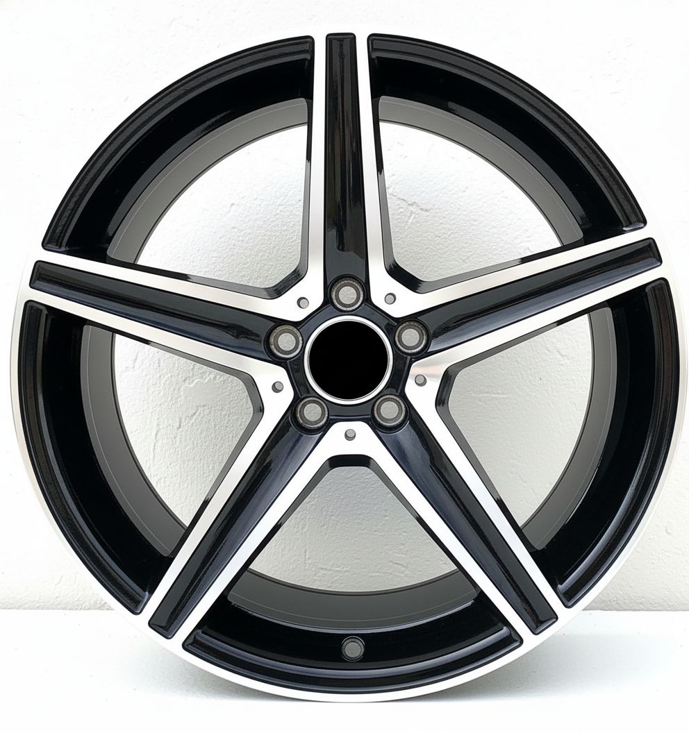 MB9 18x8 5x112 +35 66.6 Gloss Black Machined Face