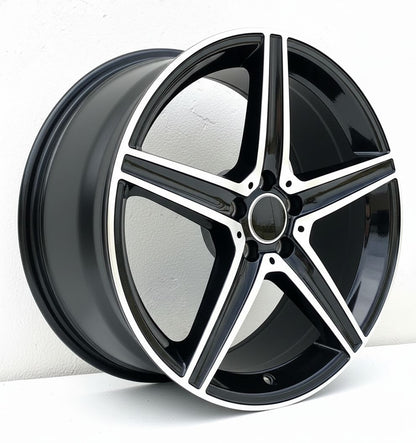 MB9 18x8 5x112 +35 66.6 Gloss Black Machined Face