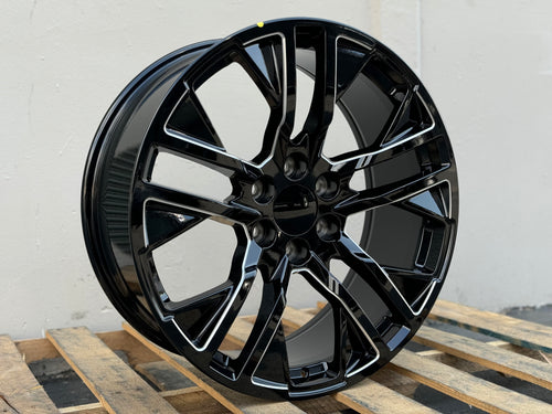 GM3 22x9 6x139.7 +24 78.1 Black+Milled Spokes (FITS GMC SILVERADO TAHOE SIERRA)