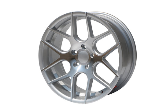 W001-SMF 18x8.0 5x112/114.3 ET35 73.1 Silver Machined Face Set of 4 Wheels