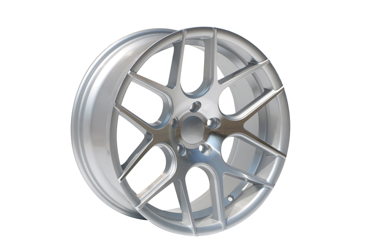 W001-SMF 18x8.0 5x112/114.3 ET35 73.1 Silver Machined Face Set of 4 Wheels