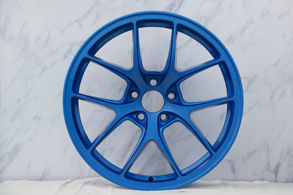 W005-BLU 19x8.5 5x112/114.3 ET35 73.1 Blue Set of 4 Wheels