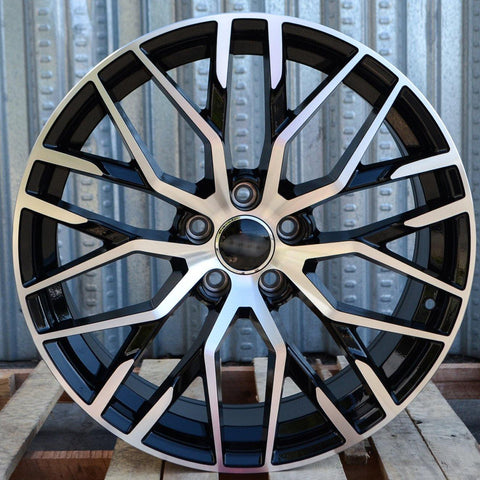 19x8.5 +42 5X112 FULL Gloss Black Machined FACE WHEELS FIT AUDI A4 A5 A7 S4 S5 RS5 - alphasone