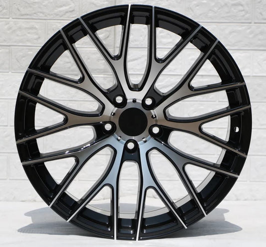 4 WHEELS RIMS / W008 D973 Black Machined Face 19x9.5 ET35 5x114.3 CB73.1 - alphasone