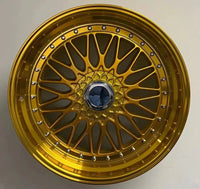 4 WHEELS RIMS / W883 Gold Machined Lip With Silver Rivert 20x8.5 ET35 5x120/114.3 CB73.1 - alphasone