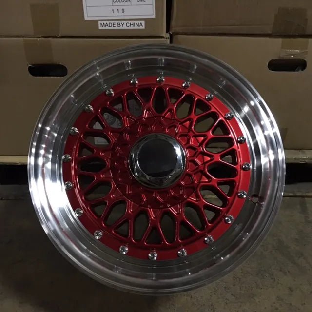 4 WHEELS RIMS / W885 479 Red Machined Lip Silver Rivert 22x9.0 ET30 5x112/114.3 CB73.1 - alphasone