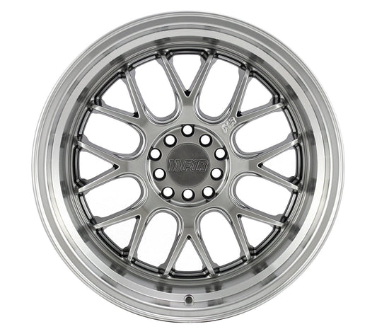 F1R F21 17x8.5 5x100/114.3 35 Hyper Black/Polish Lip v2 (Set of 4 Wheels) - alphasone