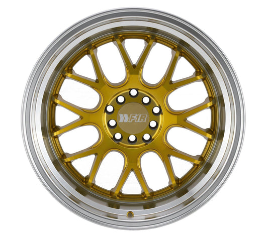 F1R F21 18x9.5 5x100/114.3 35 Machine Gold/Polish Lip v2 (Set of 4 Wheels) - alphasone