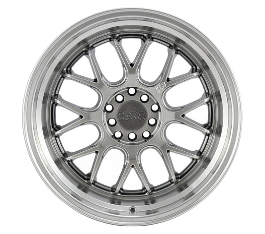 F1R F21v2 18x10.5 5x100/114.3 20 Hyper Black/Polish Lip v2 (Set of 4 Wheels) - alphasone
