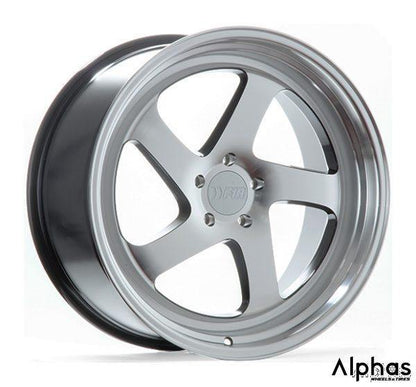 F1R F28 20x8.5 5x112 35 Machine Black/Polish Lip (Set of 4 Wheels) - alphasone