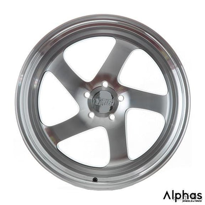 F1R F28 20x8.5 5x112 35 Machine Black/Polish Lip (Set of 4 Wheels) - alphasone