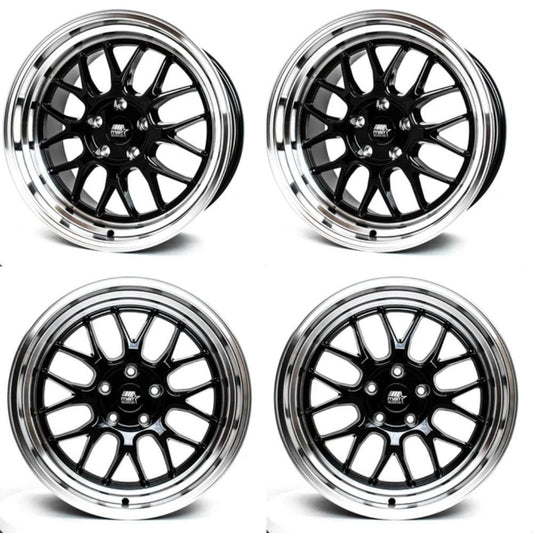 MST MT43 5x114.3 18x8.5 35 73.1 Black W/machine Lip (Set of 4) - alphasone