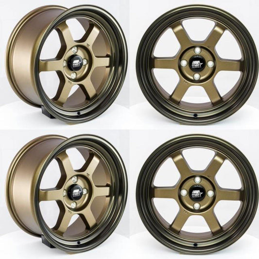 MST Time Attack 17x9.0 5x114.3 20 73.1 Matte Bronze w/Bronze Machined Lip (SET OF 4) - alphasone