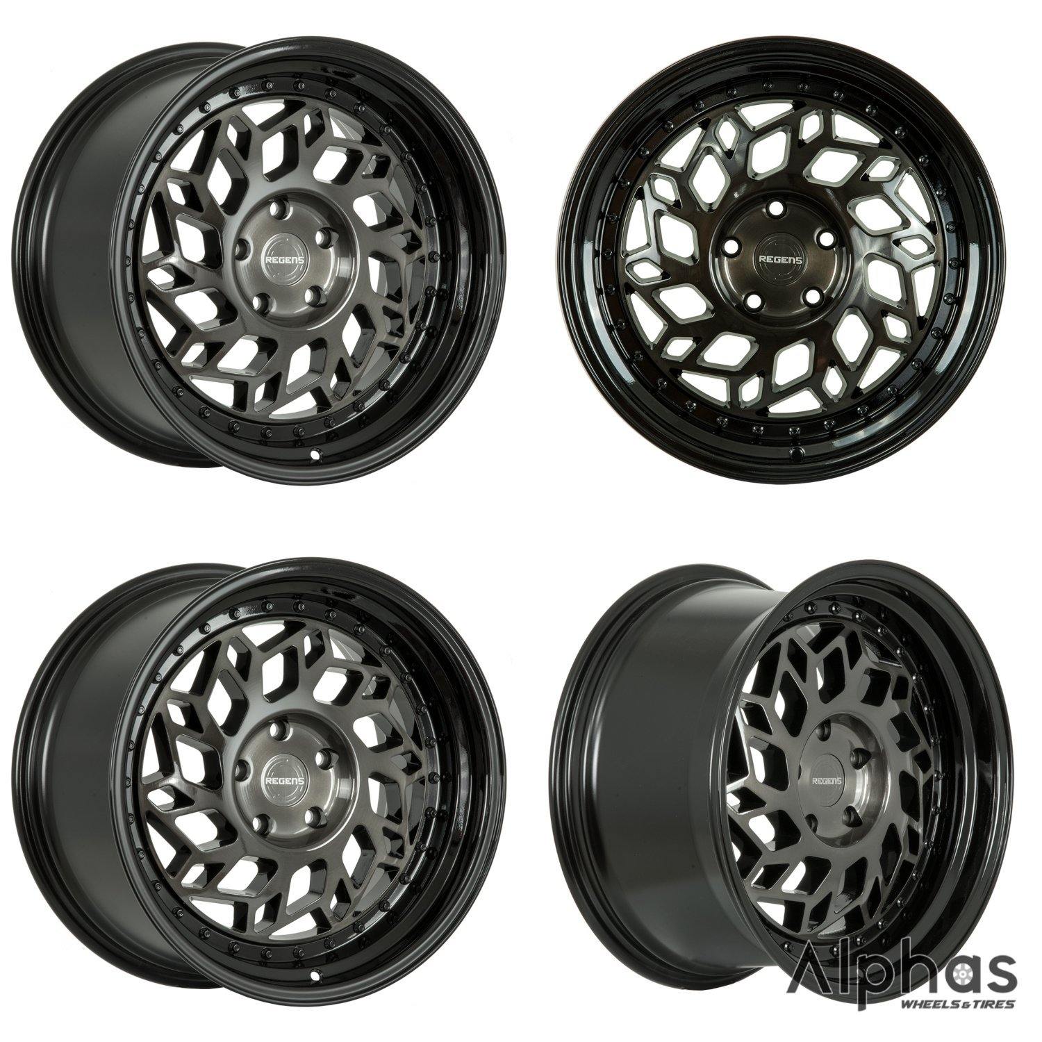 Regen5 R32 18x9.5 5x112 42ET Smoked Carbon/Black Lip (Set of 4 Wheels ...