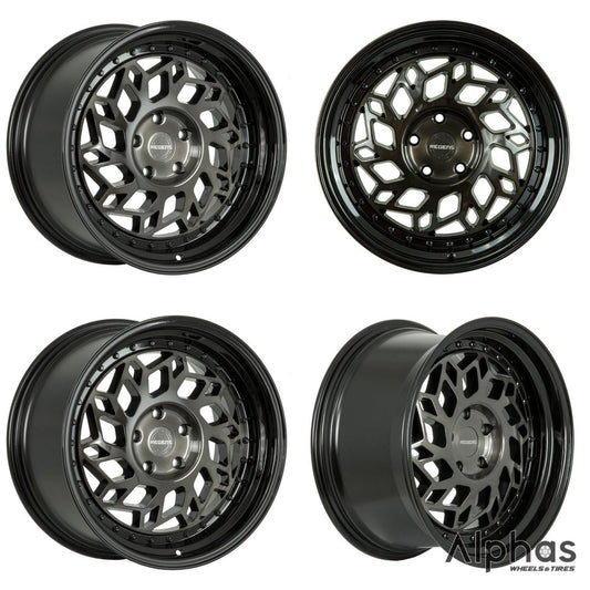 Regen5 R32 18x9.5 5x112 42ET Smoked Carbon/Black Lip (Set of 4 Wheels) - alphasone