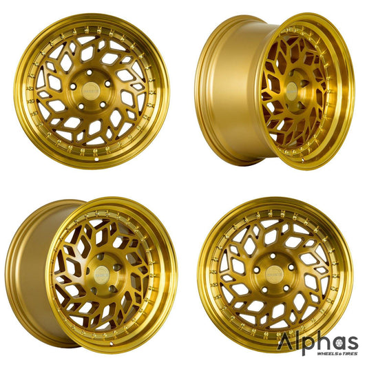 Regen5 R32 18x9.5 5x114.3 38ET Brushed Gold (Set of 4 Wheels) - alphasone